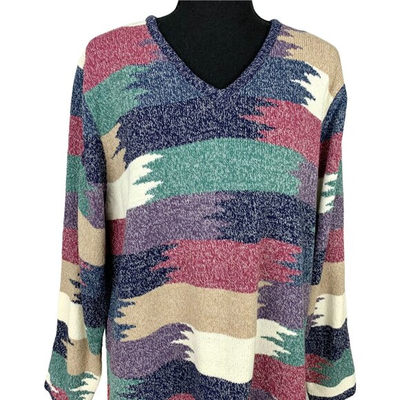 Vintage 90s-Y2K Navajo Style Knit Pullover Sweater - Picture 2 of 9